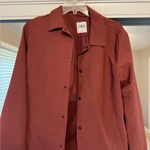 ZARA Men’s Brick Red Lightweight Coach Jacket